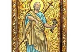 Живописная икона Первоверховный апостол Петр на кипарисе