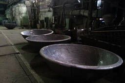 Cast iron vats for a wood-fired bath. Cast iron.
