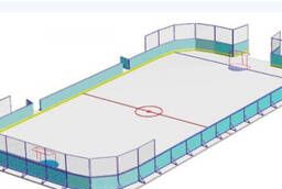 Хоккейный корт (хоккейная коробка) 60×30 м с ограждением за