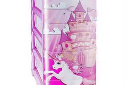 Комод пластиковый с рисунком №5 Замок розовый 4 ящика