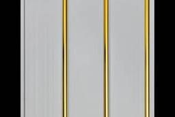ПВХ панель белая с 3-мя золотыми полосками