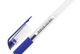 Gel pen with Staff grip, Blue, transparent body. ..