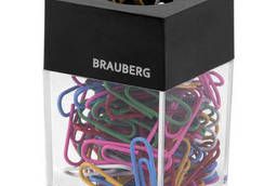 Скрепочница магнитная Brauberg со 100 цветными скрепками. ..