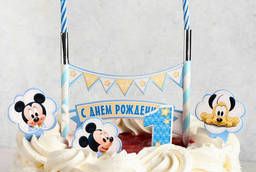 Candle in cake Disney 1 year old 2 candles + toppers, Mickey Mouse