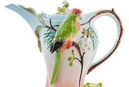 Заварочный чайник фарфоровый подарочный Попугайчик. 900. ..