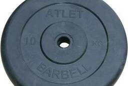 Диск Barbell Atlet обрезиненный черный d-26mm 10кг