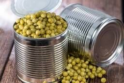 Canned green peas from brain varieties. Highest