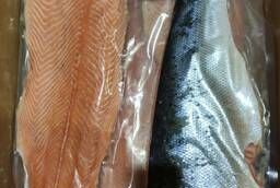Salmon (salmon) fillet with scales, boneless 1, 1-1, 5kg. ,
