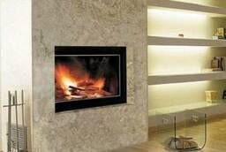 Marble Crema Marfil countertops steps fireplaces