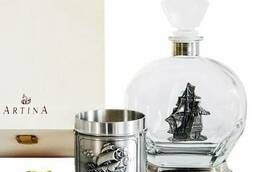 Whiskey set La Paloma frigate series from pewter c. ..