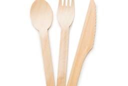 Disposable cutlery made of wood.