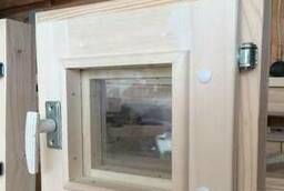 Window for a bath (aspen pine needles) with double glazing
