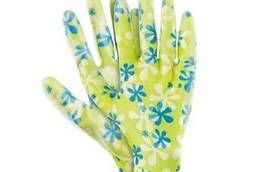 Перчатки садовые из полиэстера с нитрильным обливом, зеленые, M Palisad
