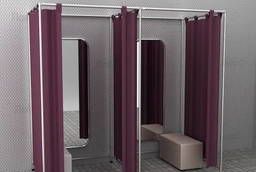 Stationary fitting room, 2-section, 6 supports. ..