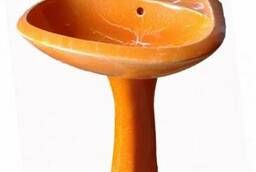 Wash-basin Faience Cracked with a pedestal in orange. ..