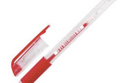 Ручка гелевая с грипом Staff, Красная, корпус прозрачный. ..