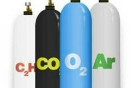 Технические газы в баллонах 40 л. СО2 (углекислота), О2 и др