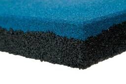 Trauma-safe floor covering made of crumb rubber