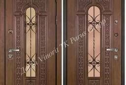 Entrance doors Lazio dark wood with forging