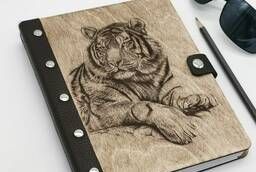 Блокнот ручной работы с рисунком Тигр.
