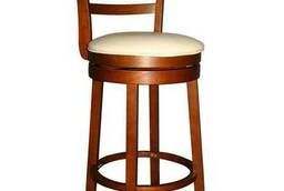 Деревянный крутящийся барный стул LMU-9393 кремовый