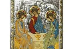 Икона Святая Троица в серебряном окладе Размер 26 х 19 см.