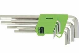 Набор ключей имбусовых HEX, 1, 5-10 мм, 45x, закаленные, 9 шт, короткие, никель Сибртех