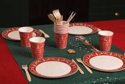 Набор новогодней бумажной посуды на 10 персон