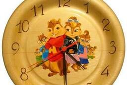 Настенные часы детские деревянные Элвин и бурундуки. ..