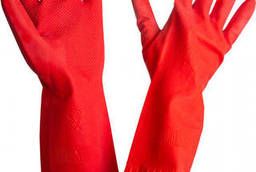 Перчатки латексные хозяйственные Gloves красные с длинной. ..