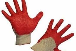 Knitted gloves, cotton single doused with latex