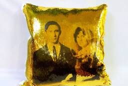 Pillows with sequins with photo
