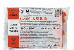 Шприц инсулиновый SFM, 1 мл, Комплект 10 шт. , в пакете. ..