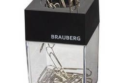Скрепочница магнитная Brauberg с 30 скрепками, прозрачный. ..