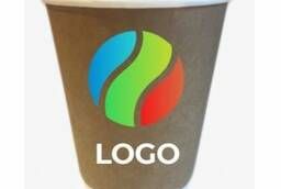 Стакан Крафт с логотипом однослойный 250, 330, 400мл