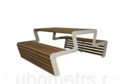 Стол уличный деревянный садовый Каро со скамейками