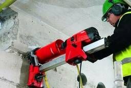 Diamond drilling (drilling) of holes in concrete and brick