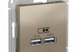 AtlasDesign Шампань Розетка USB, 5В, 1 порт x 2, 1 А, 2. ..