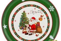 Блюдо Серия Дед Мороз с подарками. Керамика. Новогодняя. ..