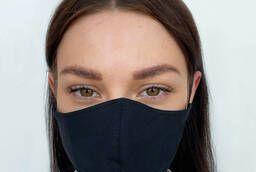 Черная защитная маска многоразовая бязь