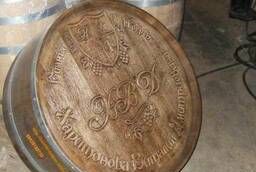 Decorative oak barrels, cuts, dummies, also with carvings