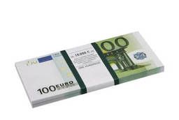 Деньги шуточные 100 евро, упаковка с европодвесом