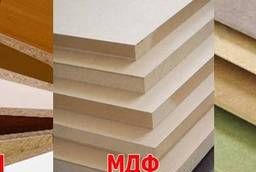 Particleboard, laminated chipboard, MDF, LMDF, HDF, plywood