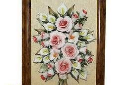 Картина фарфоровая панно Букет прекрасных цветов 24 х 34 см.