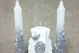 Набор Свадебных свечей  Ангелочки серебряный