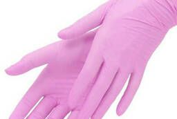 Розовые одноразовые перчатки нитриловые, размер ХL 100 шт/уп
