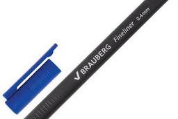 Ручка капиллярная Brauberg Carbon, Синяя, металлический. ..