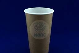 Disposable paper cup kraft 400 ml KF400 with lid 501000