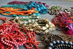 Goods for an accessories store. Necklaces. Hairpins. Beads