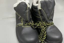 Ботинки кожаные борто-прошивные на искусственном меху